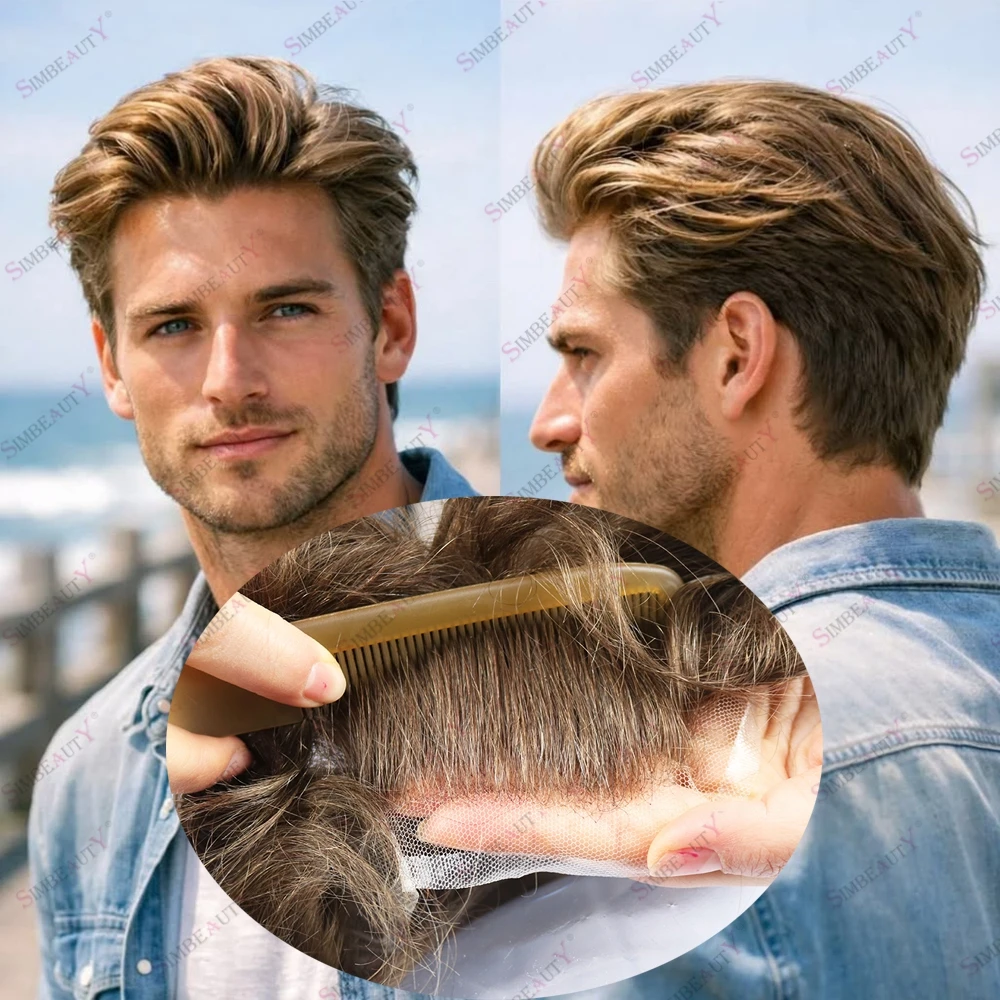 Men's Full Lace Blonde Human Hair Toupee for Men 18# 1B/60R 1B/613# Ombre Breathable Natural Hairline Capillary Prosthesis
Men's Full Lace Blonde Human Hair Toupee for Men 18# 1B/60R 1B/613# Ombre Breathable Natural Hairline Capillary Prosthesis