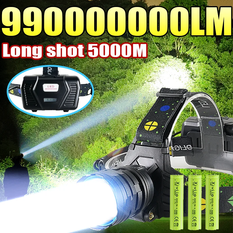 NEW 990000000LM High Power LED Headlight Ultra Bright Head Torch Long Range 5000M Head Flashlight 18650 Camping Fishing Lantern
NEW 990000000LM High Power LED Headlight Ultra Bright Head Torch Long Range 5000M Head Flashlight 18650 Camping Fishing Lantern