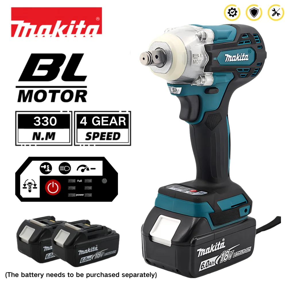 Makita DTW300 330N.M Torque Brushless Electric Impact Wrench 1/2 inch Cordless Wrench Screwdriver Power Tool For 18V Battery
Makita DTW300 330N.M Torque Brushless Electric Impact Wrench 1/2 inch Cordless Wrench Screwdriver Power Tool For 18V Battery