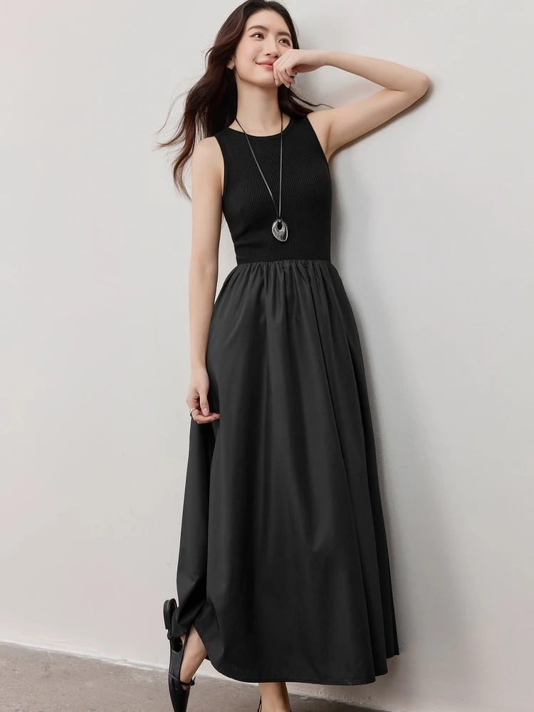 SENTUBILA Slim Fit Vest Dress Women Lyocell Wool Blend Splicing Waist O-Neck Autumn 2025 Easy Wear Stretch Comfort W53LP2875 
SENTUBILA Slim Fit Vest Dress Women Lyocell Wool Blend Splicing Waist O-Neck Autumn 2025 Easy Wear Stretch Comfort W53LP2875