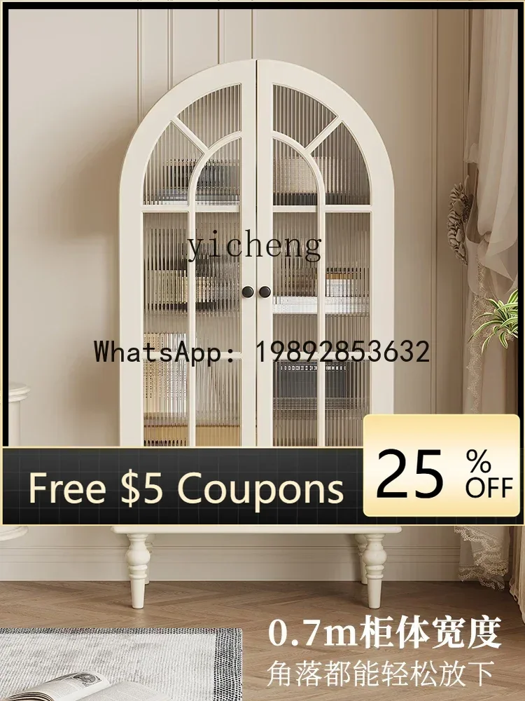 CC cream style figure solid wood display arched locker glass high-end living room side cabinet white living room decoration
CC cream style figure solid wood display arched locker glass high-end living room side cabinet white living room decoration