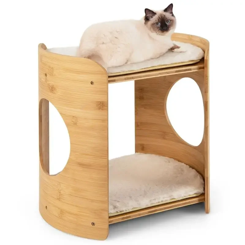 2-Tier Cute Small Cat Tree for Indoor Cats with Natural Bamboo Frame-Beige
2-Tier Cute Small Cat Tree for Indoor Cats with Natural Bamboo Frame-Beige