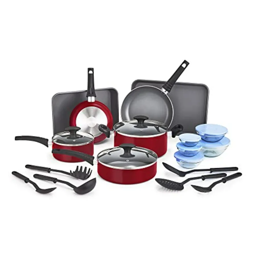 Nonstick Cookware Set with Glass Lids Aluminum Bakeware Pots and Pans Storage Bowls Utensils Compatible with All Stovetops 21 P
Nonstick Cookware Set with Glass Lids Aluminum Bakeware Pots and Pans Storage Bowls Utensils Compatible with All Stovetops 21 P