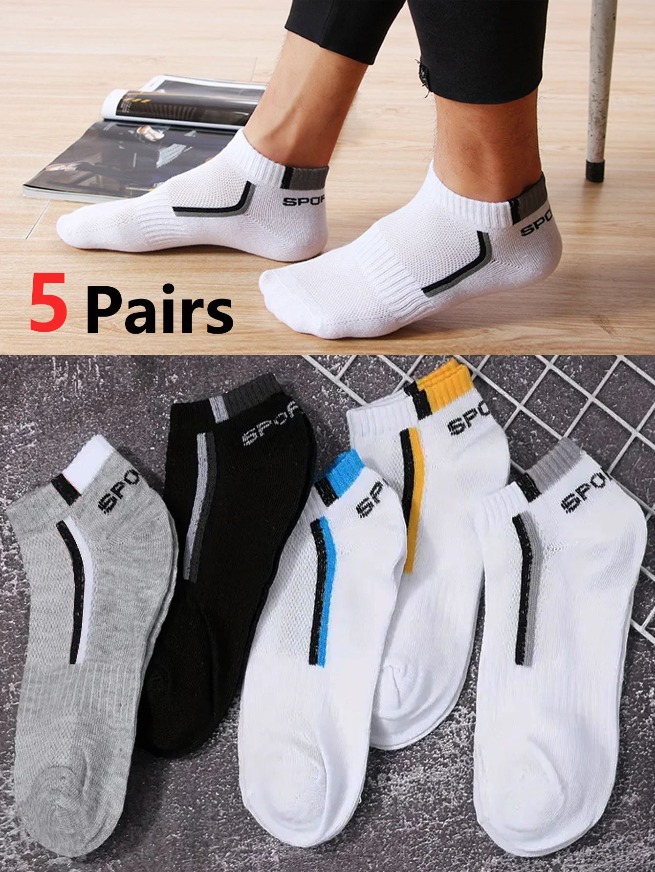 Men's Anti-Slip Ankle Boat Socks Block Print 5/10/40Pairs Breathable Sweat Resistant Anti-Odor Comfortable for Business & Sports
Men's Anti-Slip Ankle Boat Socks Block Print 5/10/40Pairs Breathable Sweat Resistant Anti-Odor Comfortable for Business & Sports