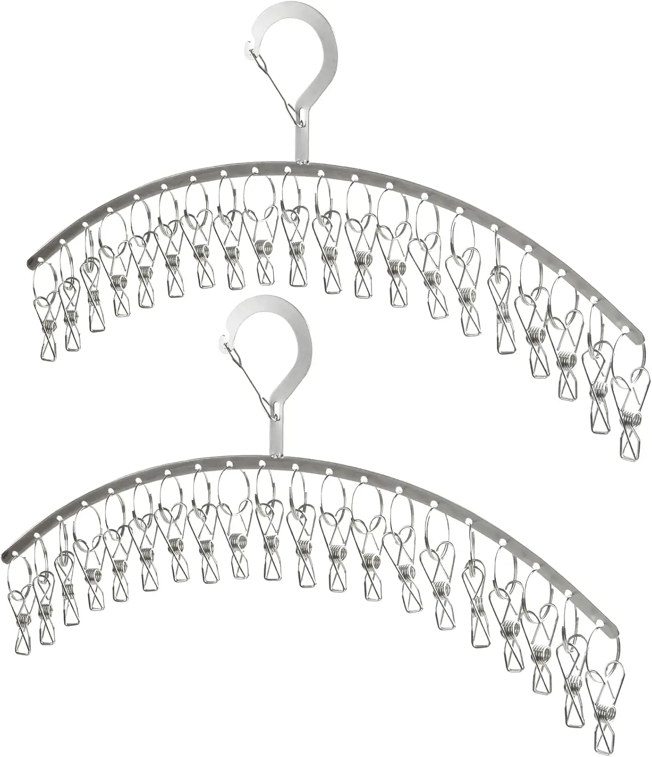 2 Pack Stainless Steel Laundry Drying Rack with 20 Clips Windproof Clothes Hangers for Socks Towels Bras Baby Clothes Underwear
2 Pack Stainless Steel Laundry Drying Rack with 20 Clips Windproof Clothes Hangers for Socks Towels Bras Baby Clothes Underwear