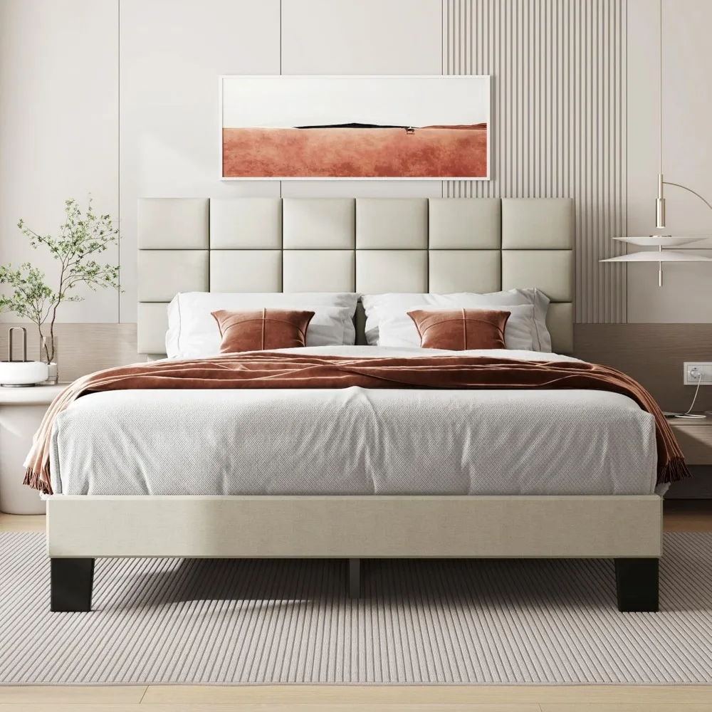Queen Bed Frame with Headboard Upholstered Bed Frame with Linen Tufted Headboard,Wood Slats Support,No Boxing Needed,Heavy Duty
Queen Bed Frame with Headboard Upholstered Bed Frame with Linen Tufted Headboard,Wood Slats Support,No Boxing Needed,Heavy Duty
