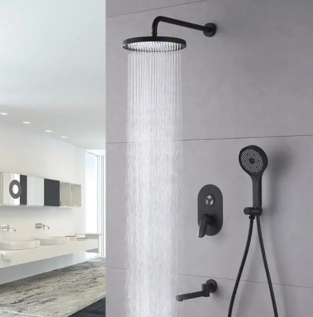 New Design 3- Way Round Matt Black Rainfall Concealed Shower Set Bath Shower Head Rain Massage System
New Design 3- Way Round Matt Black Rainfall Concealed Shower Set Bath Shower Head Rain Massage System