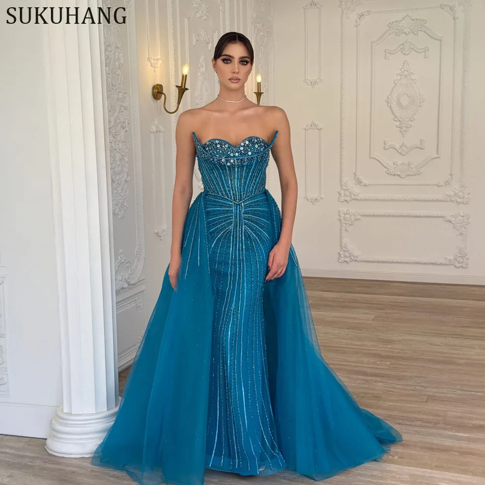 SUKUHANG Luxury Dubai Tulle Beaded Evening Dresses with Skirt Mermaid Prom Dresses Floor Length Customized
SUKUHANG Luxury Dubai Tulle Beaded Evening Dresses with Skirt Mermaid Prom Dresses Floor Length Customized