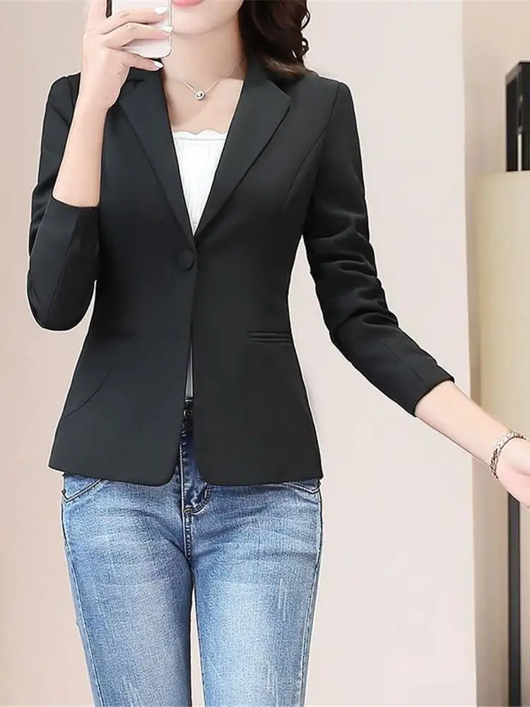 Ele ort Bla Suit Jaet Women's Long Sve Spring Autumn New Sle Korean Version Small Size Western Sle Top
Ele ort Bla Suit Jaet Women's Long Sve Spring Autumn New Sle Korean Version Small Size Western Sle Top