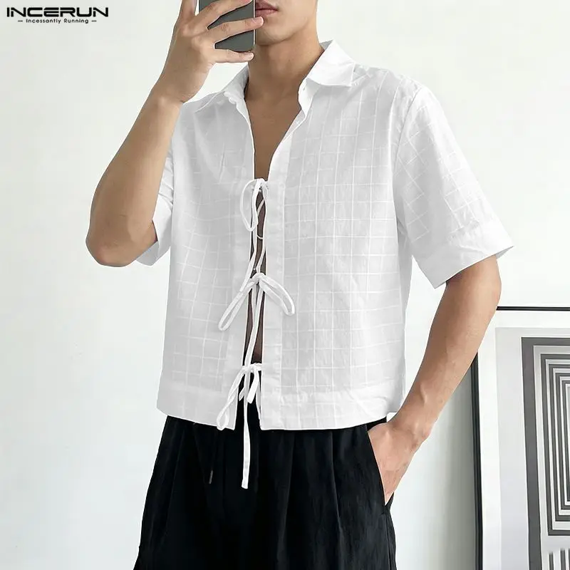INCERUN Men's Shirt Plaid Patchwork Lapel Short Sleeve Lace Up Tops For Man Camisa Streetwear 2026 Fashion Casual Men Clothes
INCERUN Men's Shirt Plaid Patchwork Lapel Short Sleeve Lace Up Tops For Man Camisa Streetwear 2026 Fashion Casual Men Clothes