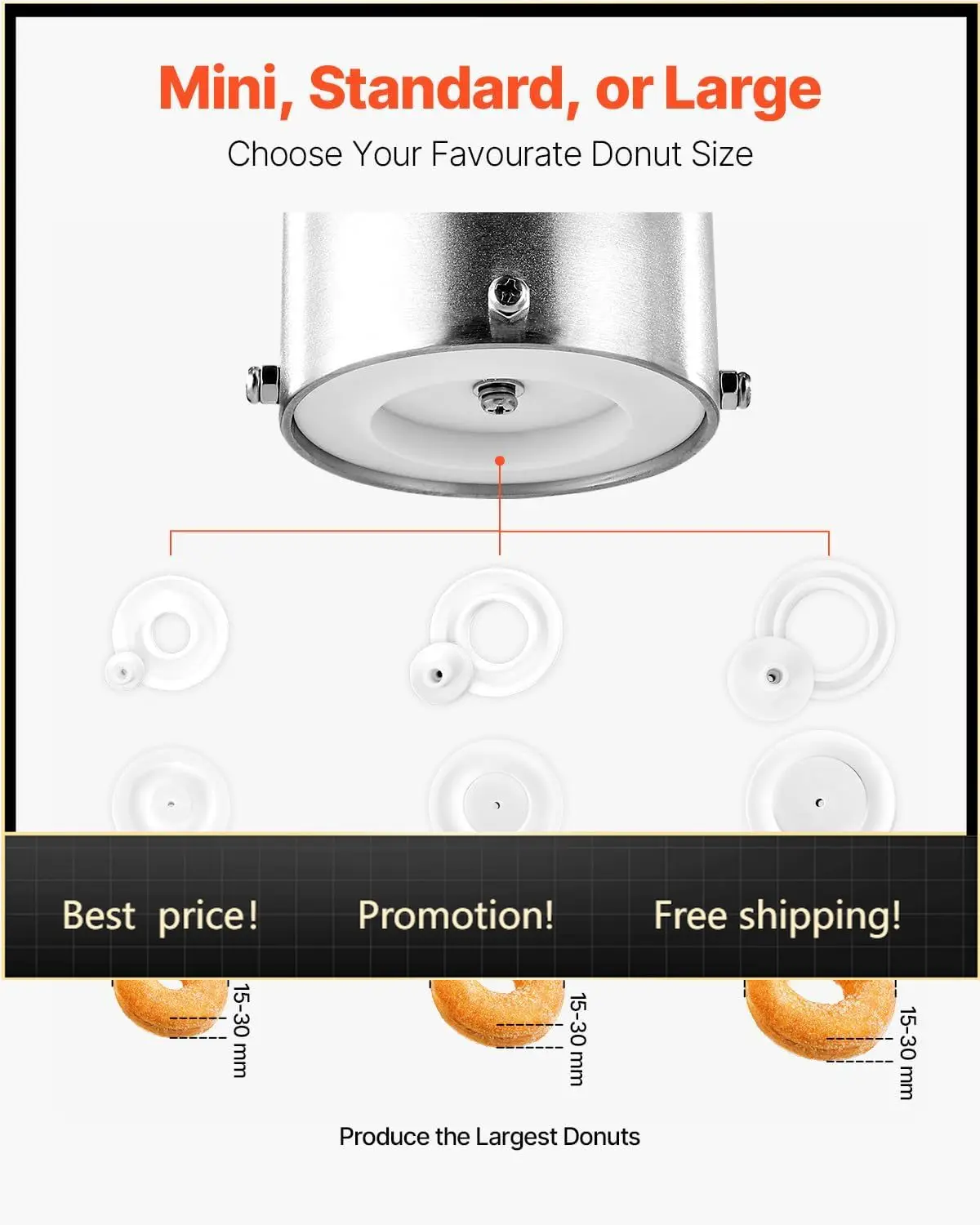 VEVOR Commercial Automatic Donuts Machine, Single Row Donuts Making Equipment, Stainless Steel Frying Auto Fryer, with 3 Size Mo
VEVOR Commercial Automatic Donuts Machine, Single Row Donuts Making Equipment, Stainless Steel Frying Auto Fryer, with 3 Size Mo