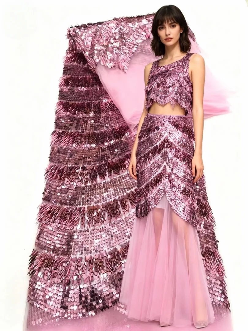 African Luxury Sequins Lace Fabric 2025 Latest long tube Beaded Embroidery French Tulle Lace Fabric Material For Nigeria Wedding 
African Luxury Sequins Lace Fabric 2025 Latest long tube Beaded Embroidery French Tulle Lace Fabric Material For Nigeria Wedding