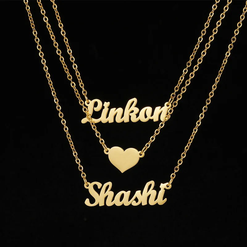 Personalized Custom Two Name and A Motif 3 Layers Stainless Steel Women Necklace Zircon Heart Pendant Jewelry Lovers Gift
Personalized Custom Two Name and A Motif 3 Layers Stainless Steel Women Necklace Zircon Heart Pendant Jewelry Lovers Gift