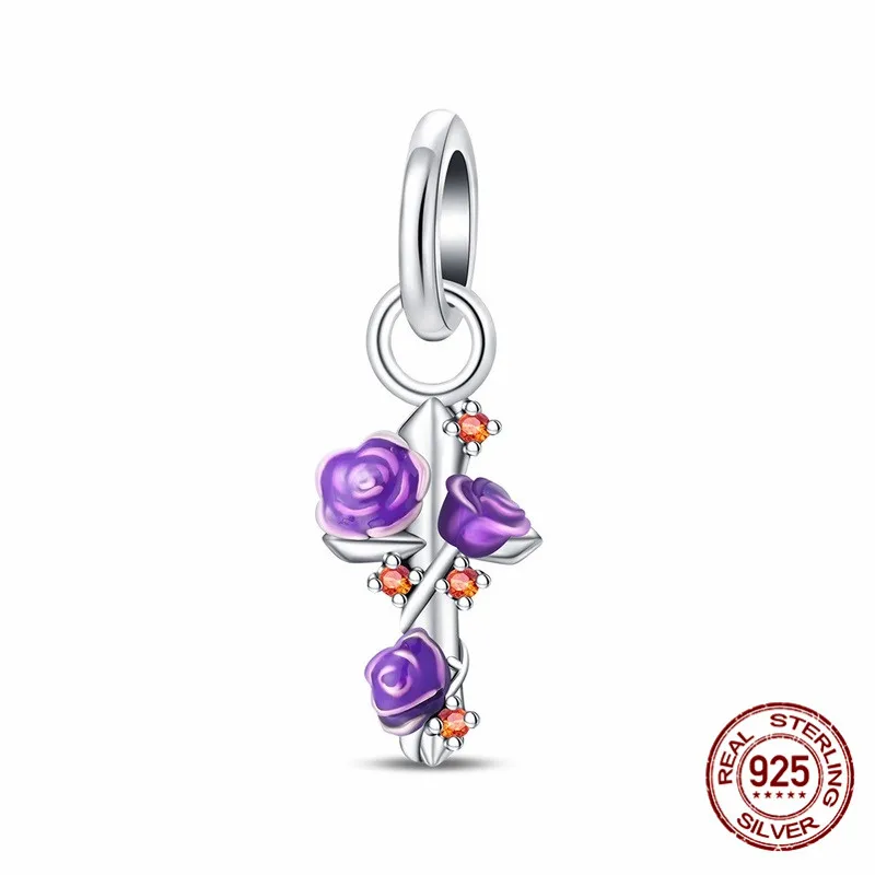 925 Sterling Silver Zircon Purple Flower Pendant Beads Paired with an Original Bracelet DIY Womens Jewelry Gift
925 Sterling Silver Zircon Purple Flower Pendant Beads Paired with an Original Bracelet DIY Womens Jewelry Gift