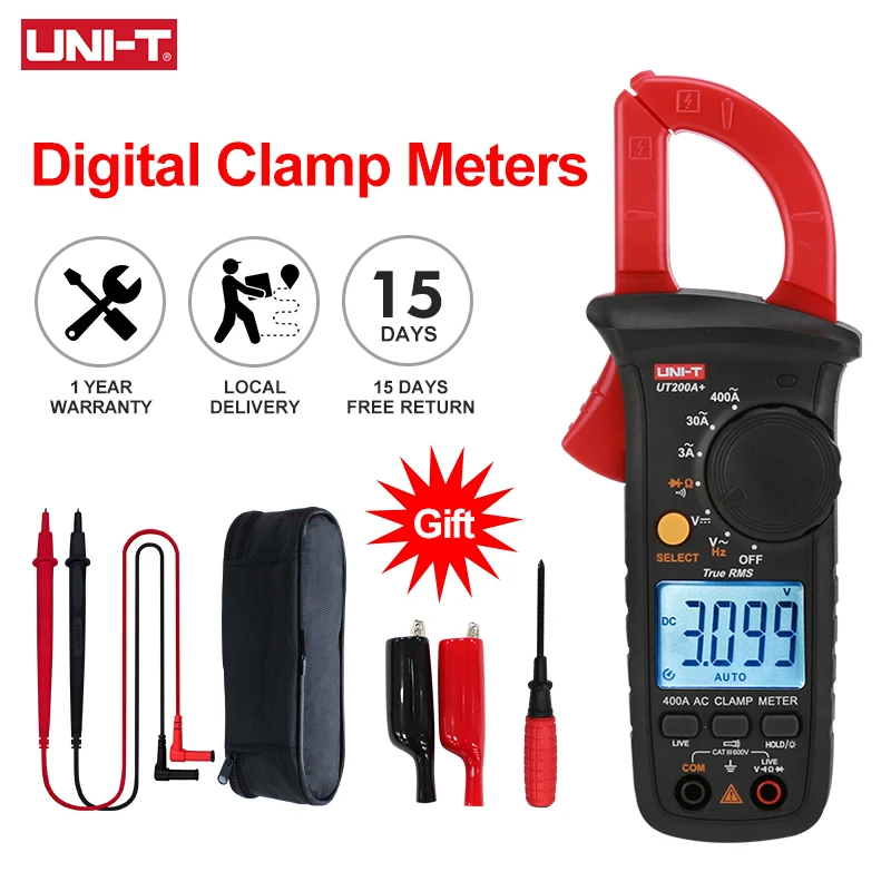 UNI-T AC Current Clamp Meters UT200A+ UT200B+ Digital Voltmeter Ammeter Pliers Amperometric Clamp Electrician Tester
UNI-T AC Current Clamp Meters UT200A+ UT200B+ Digital Voltmeter Ammeter Pliers Amperometric Clamp Electrician Tester