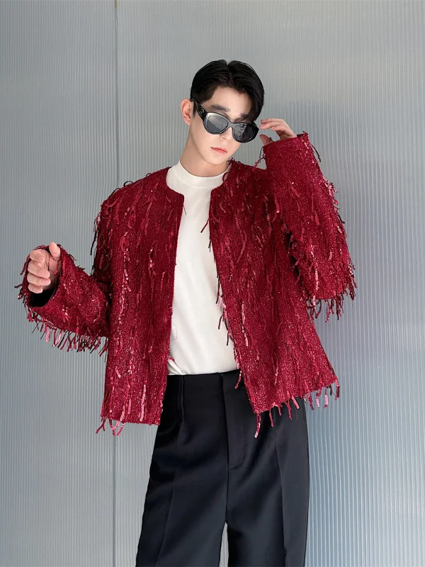 Fringed Sequin Design Jaet Men's Loose Stage Performance Outerwear Bar Nightclub owbiz walk Stand Fit Jaet
Fringed Sequin Design Jaet Men's Loose Stage Performance Outerwear Bar Nightclub owbiz walk Stand Fit Jaet