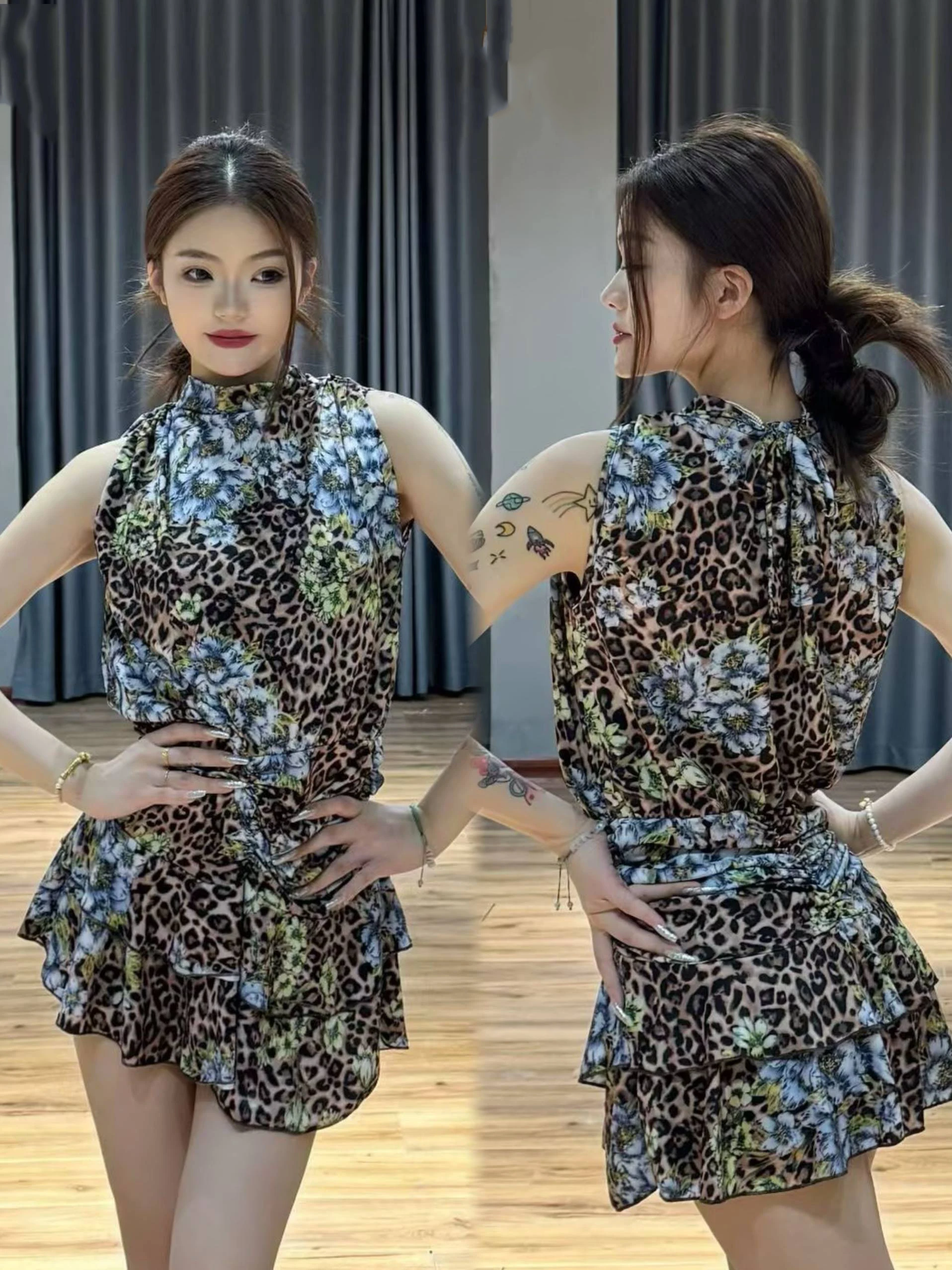 Latin Dance Dress For Women Sleeveless Leopard Print Dress Practice Clothes Female Chacha Rumba Tango Latin Dance Tops DN20605
Latin Dance Dress For Women Sleeveless Leopard Print Dress Practice Clothes Female Chacha Rumba Tango Latin Dance Tops DN20605