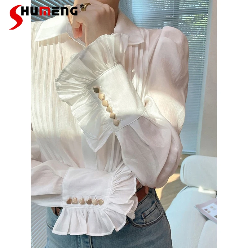 2022 Spring Shirt for Women New Temperament Ol Long Sleeve Blouse Office Ladies All-Match Tops Blusa Femme Turn Collar
2022 Spring Shirt for Women New Temperament Ol Long Sleeve Blouse Office Ladies All-Match Tops Blusa Femme Turn Collar