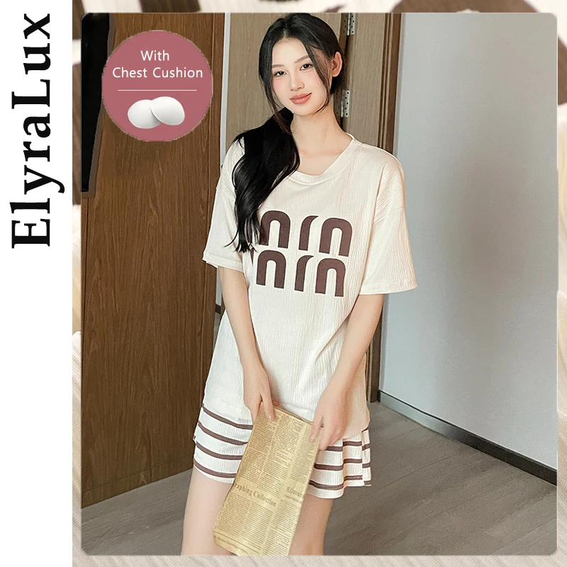 ElyraLux Women's Pajama set Cute Print Short Sleeve Shorts Two-piece Casual Homewear New Fashion Sleepwear Round Neck
ElyraLux Women's Pajama set Cute Print Short Sleeve Shorts Two-piece Casual Homewear New Fashion Sleepwear Round Neck