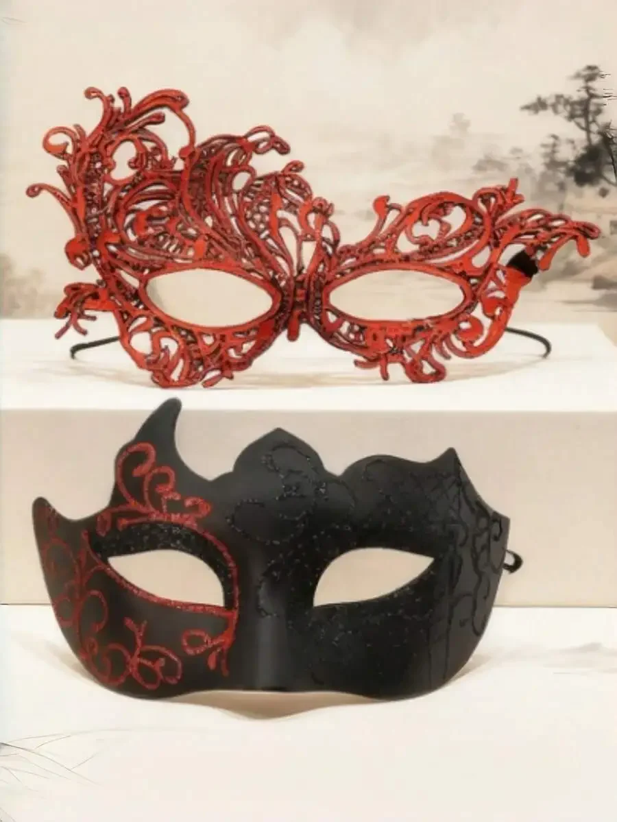 2pcs Couple Venetian Masquerade Masks For Adults, Red And Black Half Face Party Masks For Halloween Carnival Cosplay
2pcs Couple Venetian Masquerade Masks For Adults, Red And Black Half Face Party Masks For Halloween Carnival Cosplay