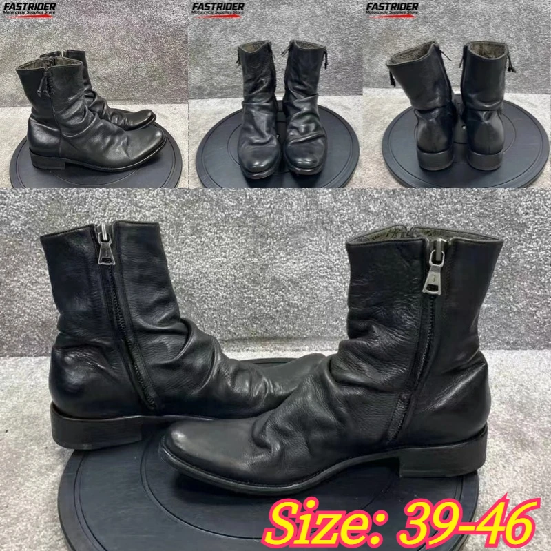 Vintage Leather Motorcycle Boots Men Retro Crinkled Biker Boots Chunky Heel Thick Sole Side Zipper Moto Shoes
Vintage Leather Motorcycle Boots Men Retro Crinkled Biker Boots Chunky Heel Thick Sole Side Zipper Moto Shoes