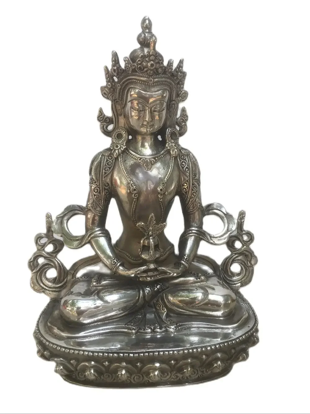 21 CM Nanwudi Tibetan King Bodhisattva Zen Master Buddha Statue Bronze Silver Plating
21 CM Nanwudi Tibetan King Bodhisattva Zen Master Buddha Statue Bronze Silver Plating