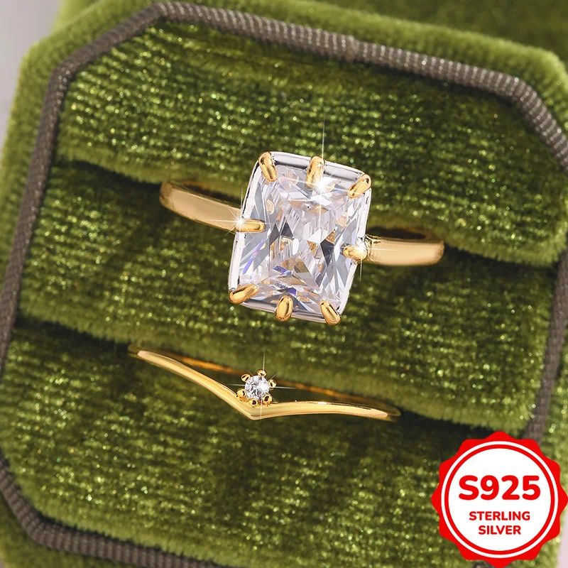 Classic and Versatile Authentic S925 Silver Eight-claw Square Zircon Double Layer Yellow Ring
Classic and Versatile Authentic S925 Silver Eight-claw Square Zircon Double Layer Yellow Ring