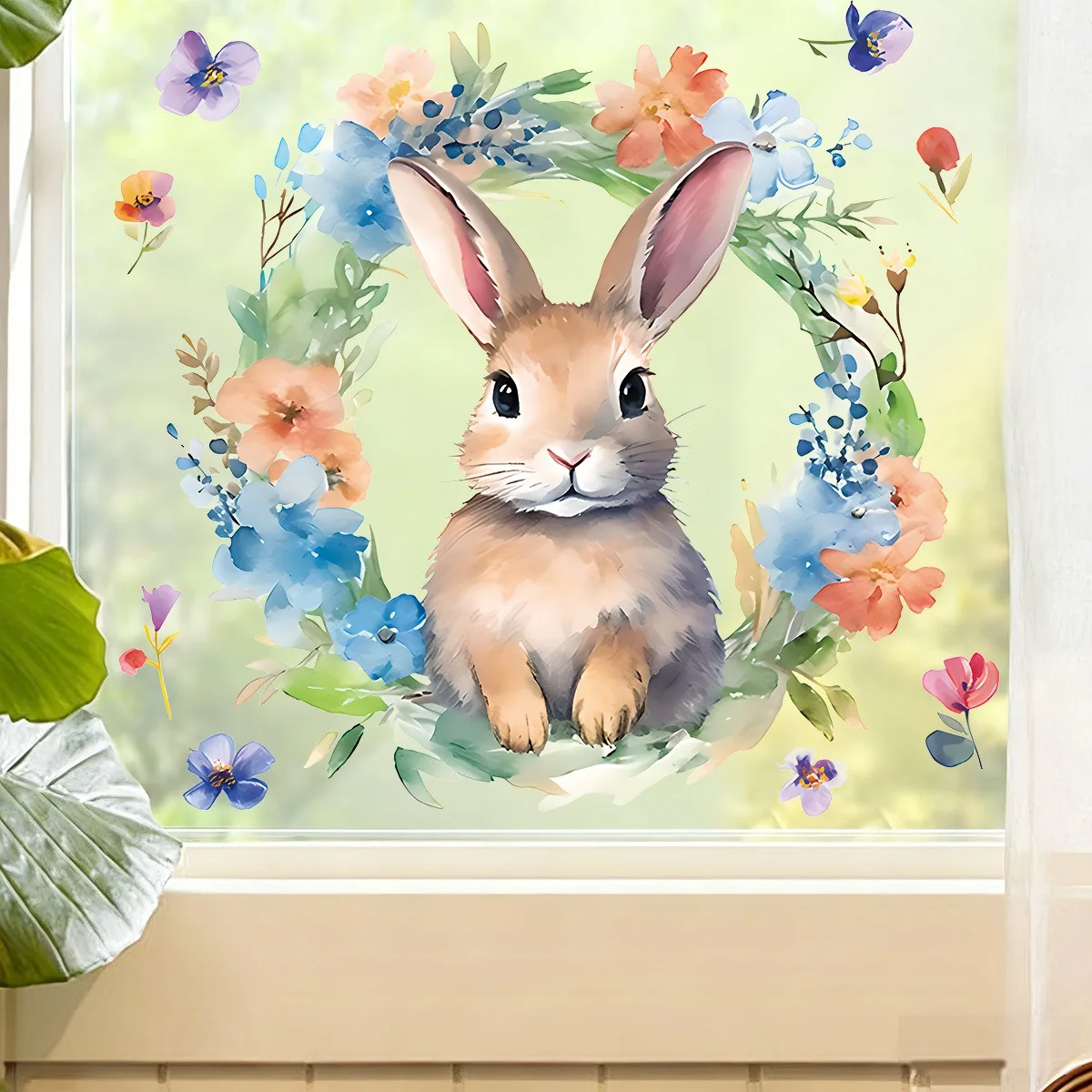 Easter Wreath Window Cling Static Sticker Cute Bunny Rabbit Decal for Glass Door Wall Home Decor Removable Adhesive
Easter Wreath Window Cling Static Sticker Cute Bunny Rabbit Decal for Glass Door Wall Home Decor Removable Adhesive