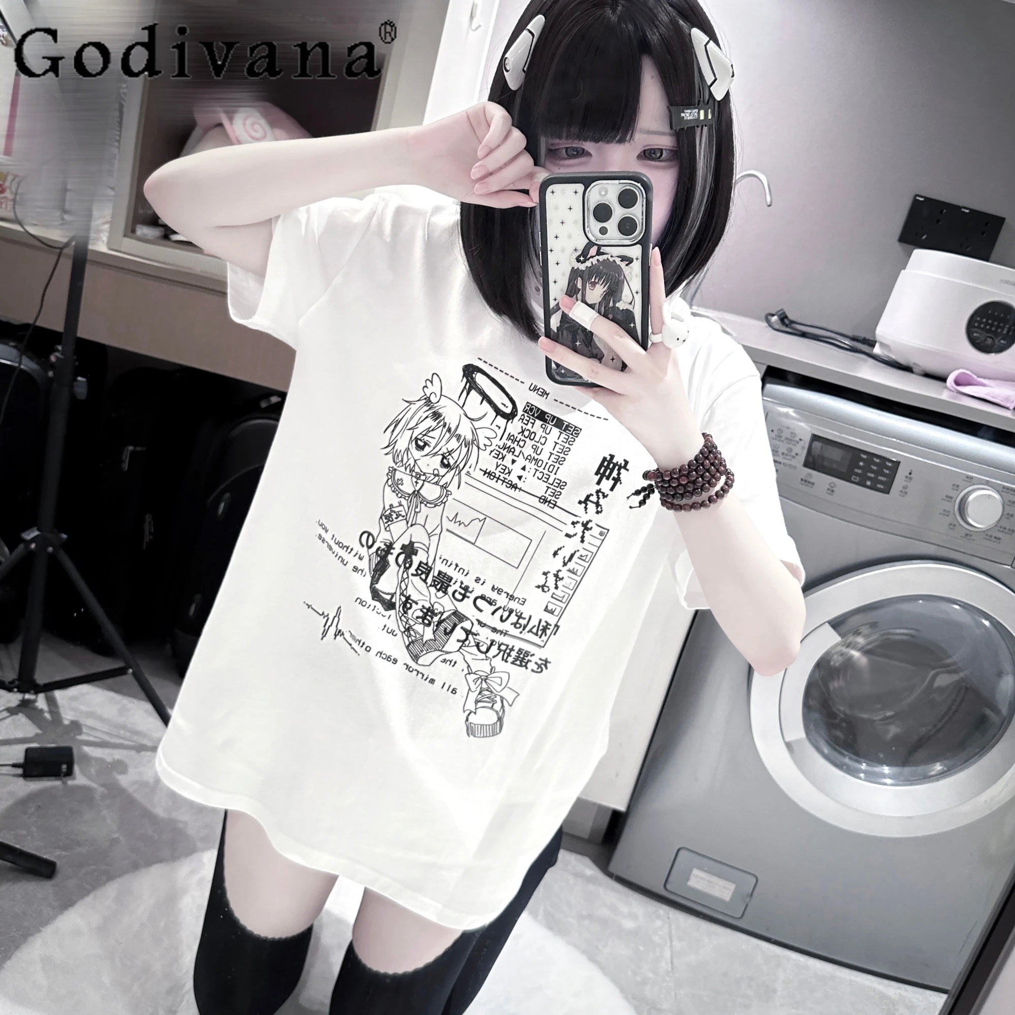 Original Japanese Mine Subculture White T-shirt Girl's Sweet Cool Anime Print Kawaii Loose Basic T-shirt Summer Punk Student Top
Original Japanese Mine Subculture White T-shirt Girl's Sweet Cool Anime Print Kawaii Loose Basic T-shirt Summer Punk Student Top