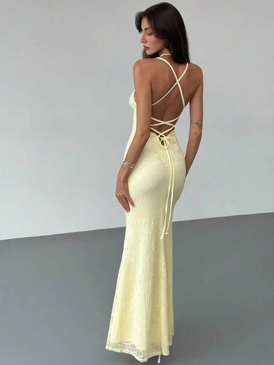 Elegant Lace Backless Halter Dress For Women Summer Wedding Guest Formal Party
Elegant Lace Backless Halter Dress For Women Summer Wedding Guest Formal Party