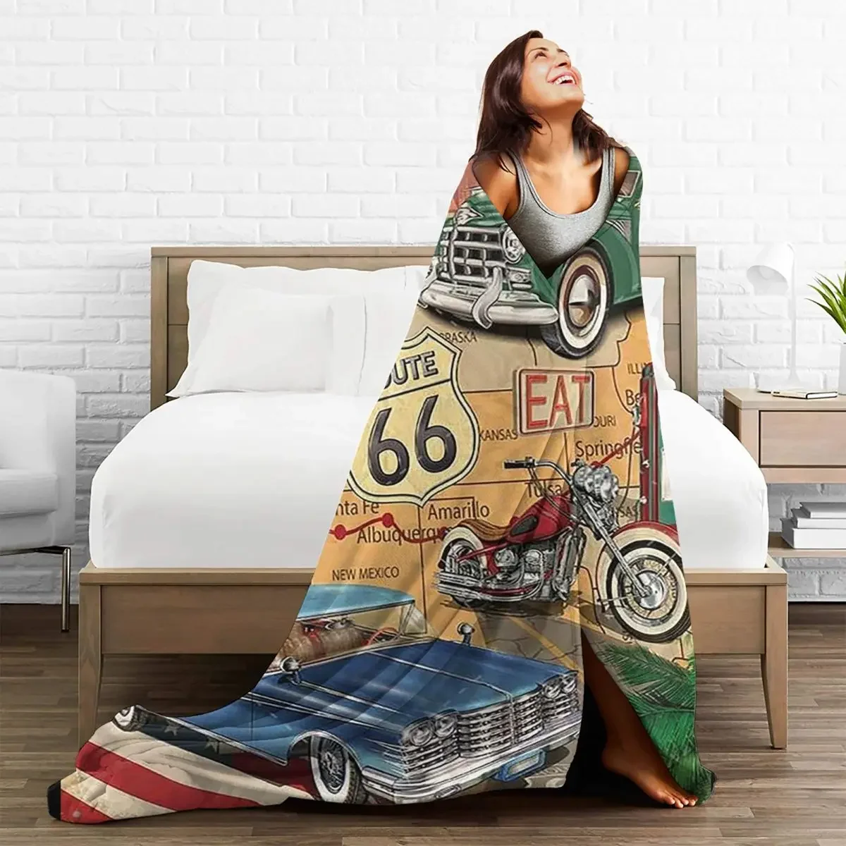 Baby Blankets Retro Car Motel Route 66 Fleece Print Portable Thin Lightweight Throw Blanket for Home Bedroom Bedspread
Baby Blankets Retro Car Motel Route 66 Fleece Print Portable Thin Lightweight Throw Blanket for Home Bedroom Bedspread
