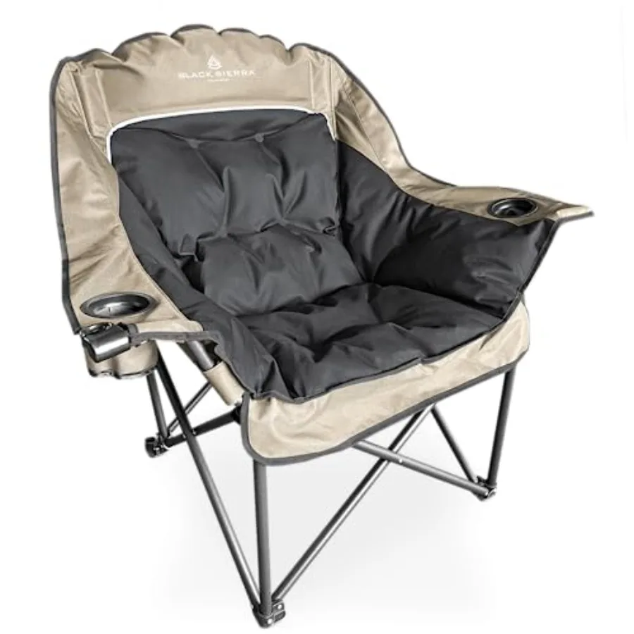 Camping chair for adults, plush black Sierra fabric, XL padded seat with cup holders and carry bag, supports 400 lbs, heavy-dut
Camping chair for adults, plush black Sierra fabric, XL padded seat with cup holders and carry bag, supports 400 lbs, heavy-dut