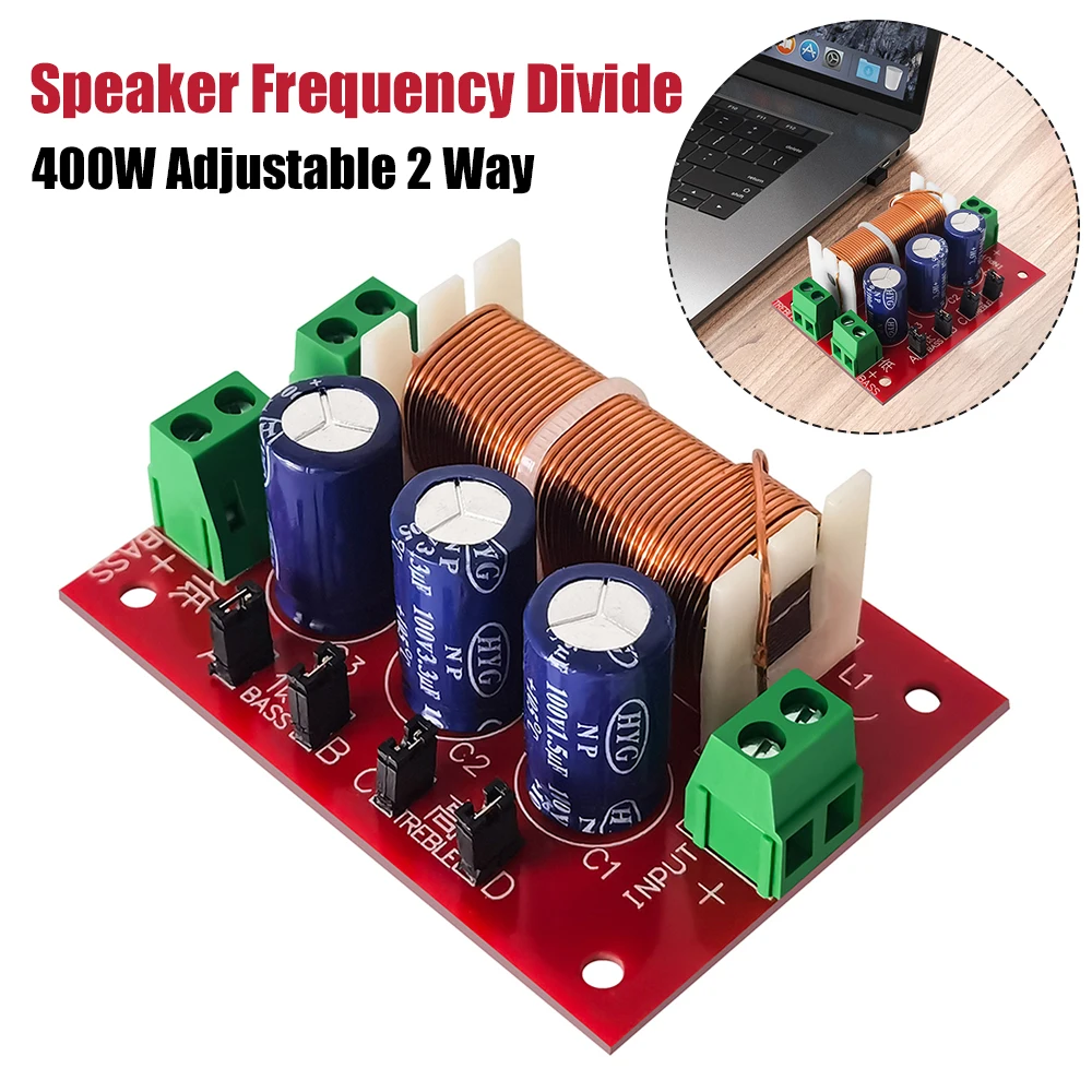YLY-2088 Speaker Audio Frequency Divider 400W Adjustable Treble/Bass 2 Way Crossover Filters Module Welding-Free for Full Range
YLY-2088 Speaker Audio Frequency Divider 400W Adjustable Treble/Bass 2 Way Crossover Filters Module Welding-Free for Full Range
