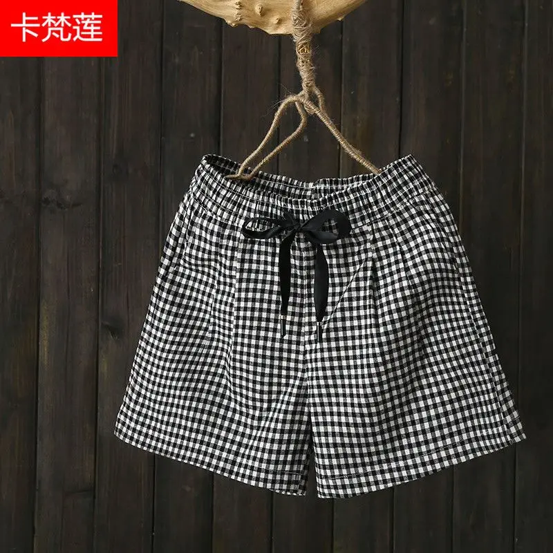 Elastic Waist Drawstring Plaid Loose Youth Vintage Shorts Summer Thin Simplicity Casual Hot Pants Fashion Trend Women Clothing
Elastic Waist Drawstring Plaid Loose Youth Vintage Shorts Summer Thin Simplicity Casual Hot Pants Fashion Trend Women Clothing