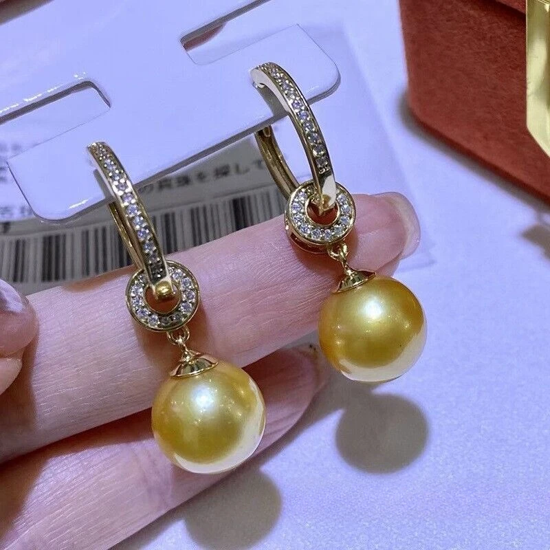 Gorgeous AAAA 10-11mm Natural South Sea Round Golden Women's Pearl Earrings 925 Silver
Gorgeous AAAA 10-11mm Natural South Sea Round Golden Women's Pearl Earrings 925 Silver