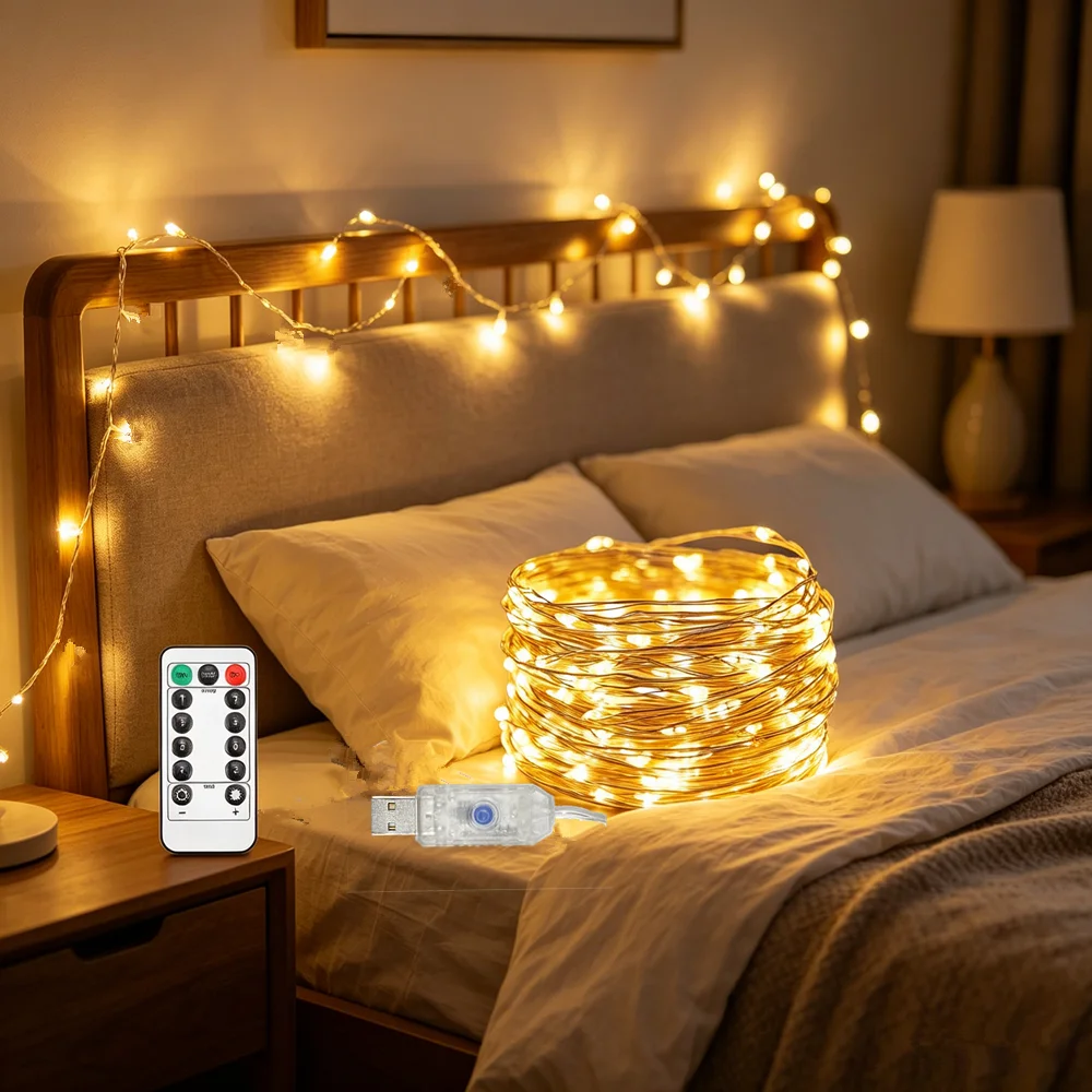 Wedding Decor USB Fairy LED String Lights with Remote Control Party 8 Modes Wire Garland Lights for Christmas Tree Home Room
Wedding Decor USB Fairy LED String Lights with Remote Control Party 8 Modes Wire Garland Lights for Christmas Tree Home Room