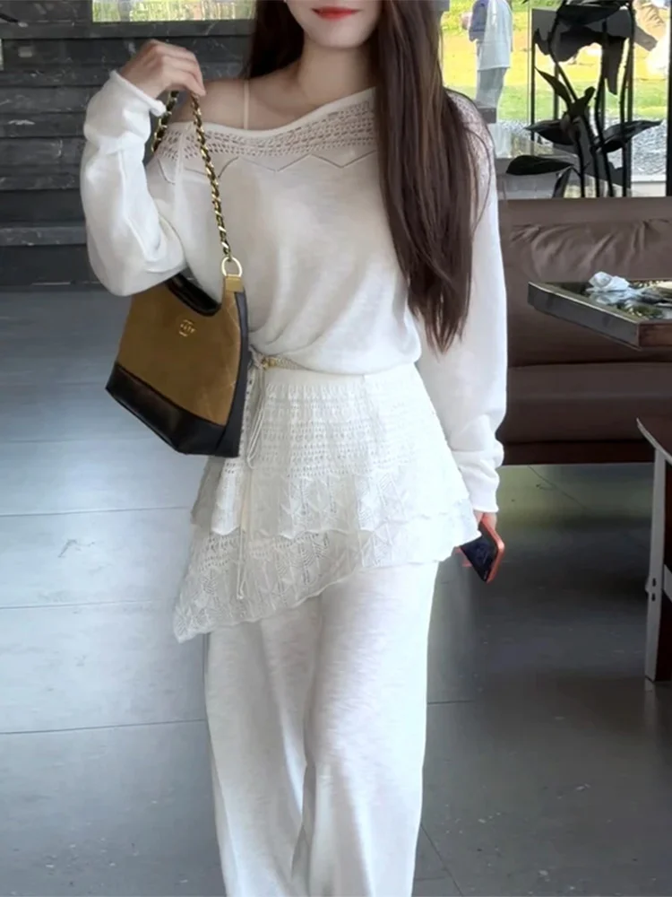 Unique Beautiful Lace Hollow out Long Sleeve T-Shirt And Casual Pants Two Piece Set for Women Breathable Comfortable Spring Wear
Unique Beautiful Lace Hollow out Long Sleeve T-Shirt And Casual Pants Two Piece Set for Women Breathable Comfortable Spring Wear