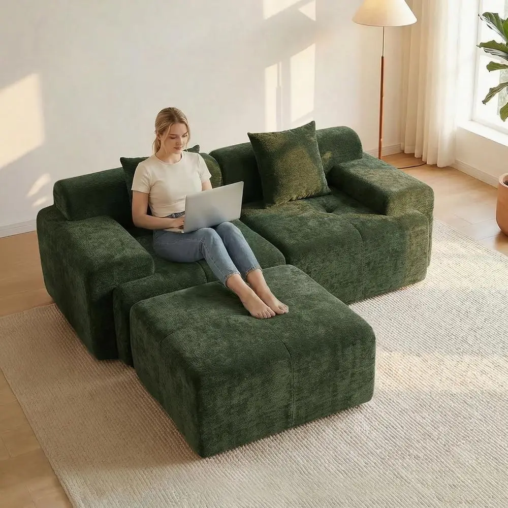83.5 Loveseat with Ottoman, 30 Deep Seat, Cloud Comfort, Living Room/Bedroom, No Assembly, Green
83.5 Loveseat with Ottoman, 30 Deep Seat, Cloud Comfort, Living Room/Bedroom, No Assembly, Green
