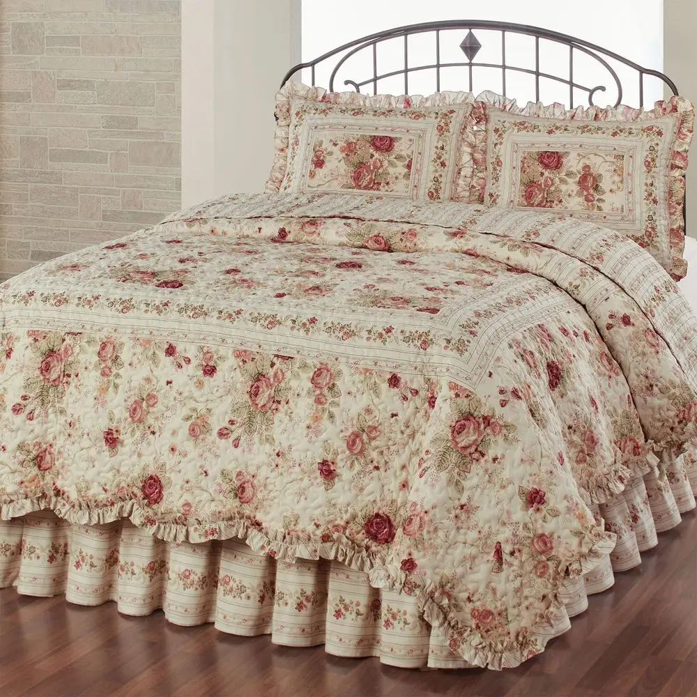 Heirloom Rose 4Piece Queen Bed Set Vintage Floral Bedding with Oversized Quilt, Bedskirt, Shams amp Decorative Pillows Vermicel
Heirloom Rose 4Piece Queen Bed Set Vintage Floral Bedding with Oversized Quilt, Bedskirt, Shams amp Decorative Pillows Vermicel