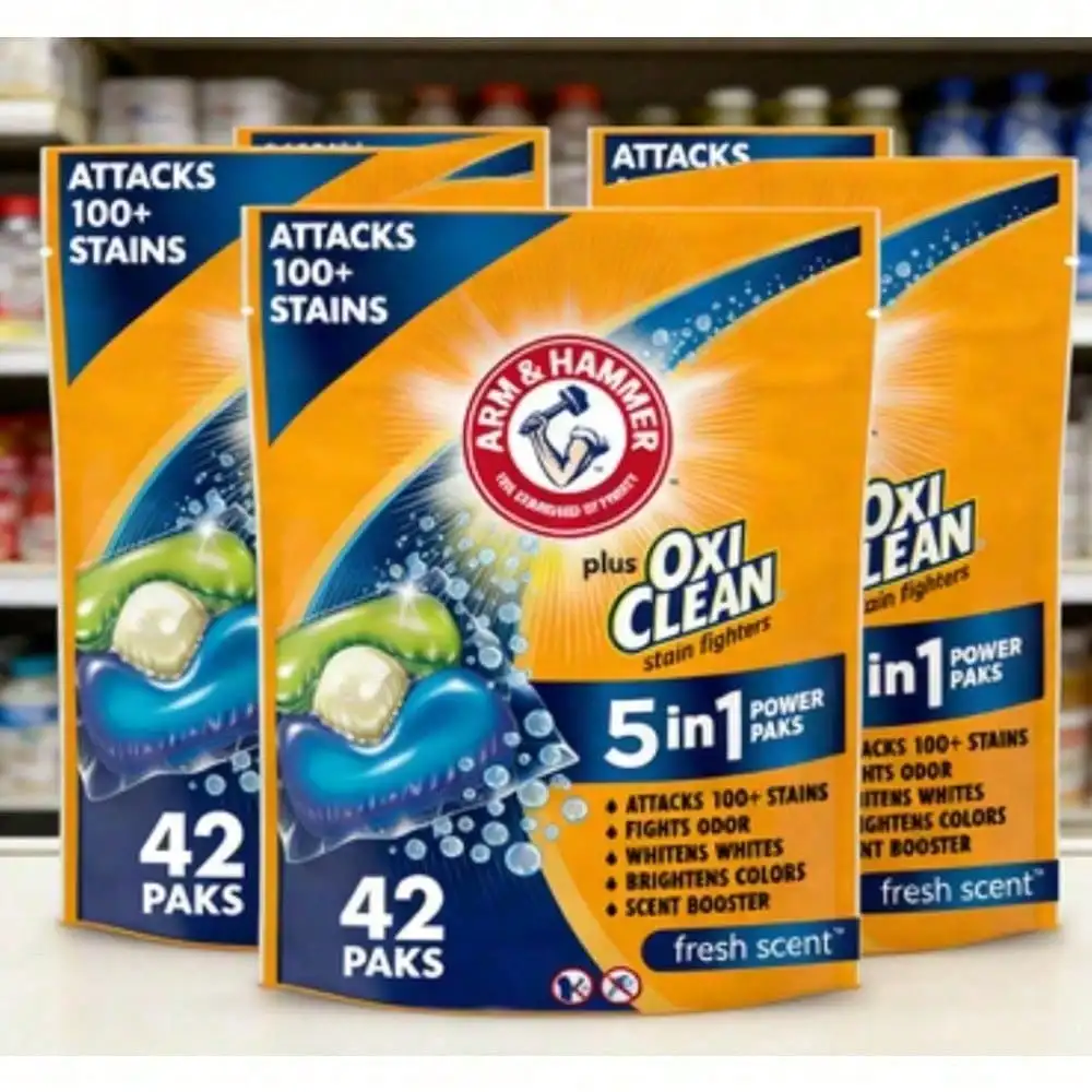 5-in-1 Laundry Detergent Pacs Fresh Scent 42 Count Stain Remover Power
5-in-1 Laundry Detergent Pacs Fresh Scent 42 Count Stain Remover Power