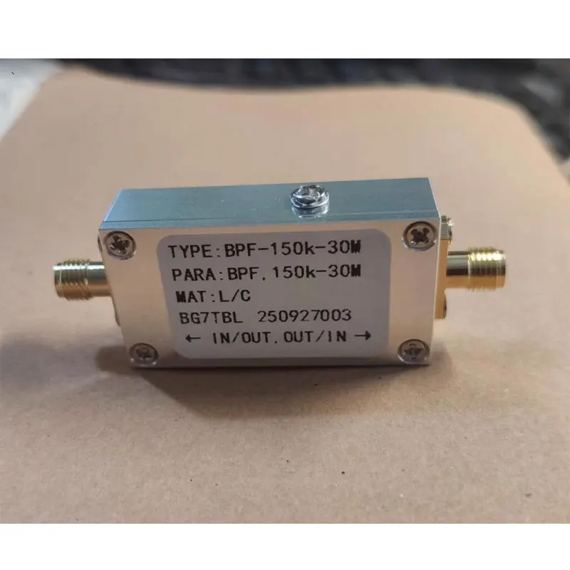 BPF-150K-30M 150kHz-30MHz RF Bandpass Filter 50ohms AM SW Filter with SMA Female Connector
BPF-150K-30M 150kHz-30MHz RF Bandpass Filter 50ohms AM SW Filter with SMA Female Connector