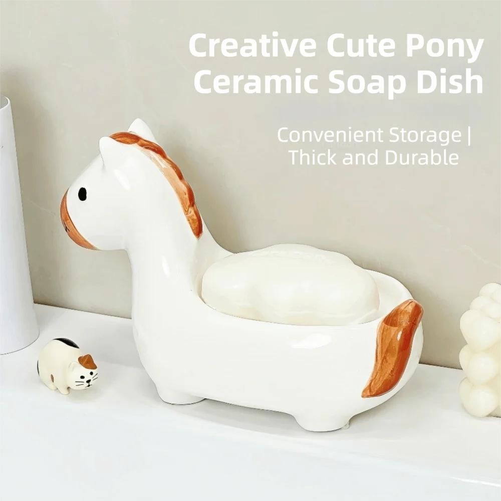 Cute Horse Soap Dish Soap Box Drainable Self Draining Soap Holder Ceramic Soap Container Bathroom Decor Organizer for Sink
Cute Horse Soap Dish Soap Box Drainable Self Draining Soap Holder Ceramic Soap Container Bathroom Decor Organizer for Sink