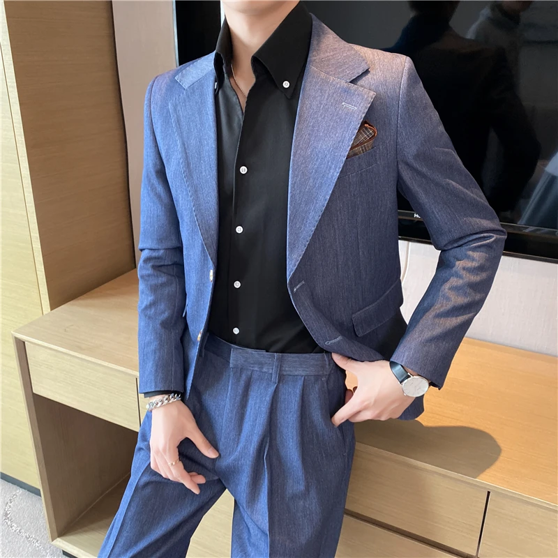 ( Jacket + Pants ) Spring and Summer New Boutique Fashion Men's Formal Business Suit 2-piece Set Groom Wedding Dress Party Suit
( Jacket + Pants ) Spring and Summer New Boutique Fashion Men's Formal Business Suit 2-piece Set Groom Wedding Dress Party Suit