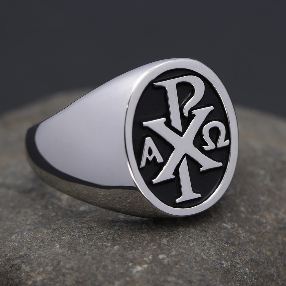 Christogram Jesus Sacred labarum Chi Rho ΧΡ Alpha Omg Cross Sterling Silver Ring
Christogram Jesus Sacred labarum Chi Rho ΧΡ Alpha Omg Cross Sterling Silver Ring