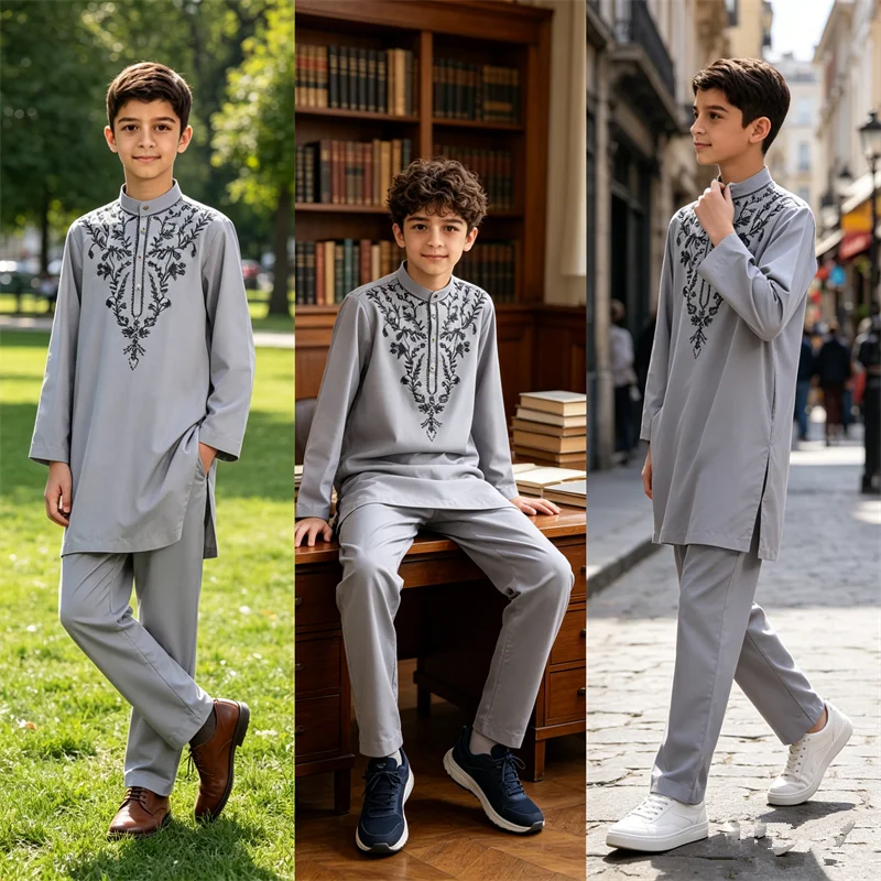 2PCS Embroidered Top Trousers Set Muslim Kids Arabic Jubba Thobe for Boys Turkey Kaftan Abaya Islam Clothing Traditional Outfits
2PCS Embroidered Top Trousers Set Muslim Kids Arabic Jubba Thobe for Boys Turkey Kaftan Abaya Islam Clothing Traditional Outfits