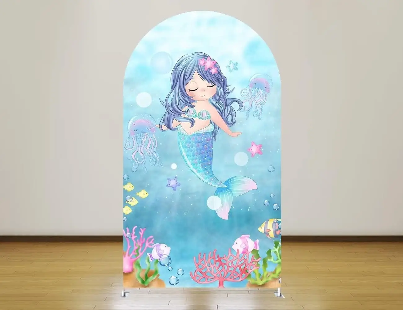 Spandex Arch Backdrop Cover Under The Sea Mermaid Theme Arch Frame Background Cover for Birthday Baby Shower Party Decoration
Spandex Arch Backdrop Cover Under The Sea Mermaid Theme Arch Frame Background Cover for Birthday Baby Shower Party Decoration