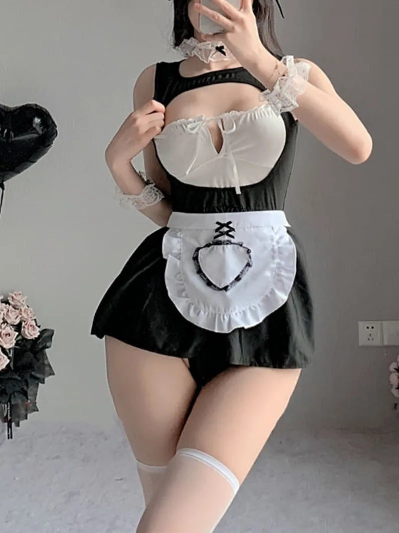 New Style Sweet Cute Erotic Role Playing Charm Hollow Out Charm Romantic Sexy Maid Skirt Set Uniform Passionate Temptation KQIB
New Style Sweet Cute Erotic Role Playing Charm Hollow Out Charm Romantic Sexy Maid Skirt Set Uniform Passionate Temptation KQIB