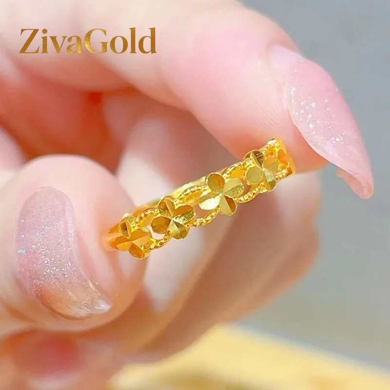 ZivaGold 9999 genuine gold 24K pure gold ring floral style ring with adjustable opening gold ring
ZivaGold 9999 genuine gold 24K pure gold ring floral style ring with adjustable opening gold ring