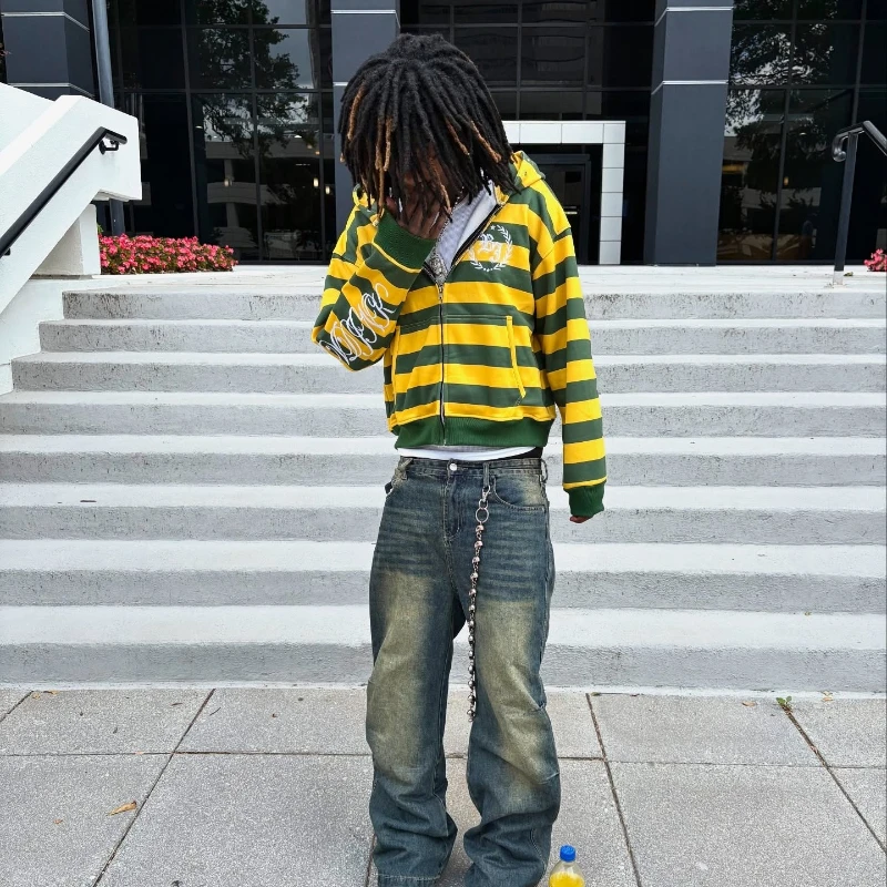 Y2K Retro Stripe Sweatshirt Rivet Embroidery Street Kid Zip Up Hoodie New Hip Hop Color Blocking Streetwear Unisex Boxy Clothing
Y2K Retro Stripe Sweatshirt Rivet Embroidery Street Kid Zip Up Hoodie New Hip Hop Color Blocking Streetwear Unisex Boxy Clothing