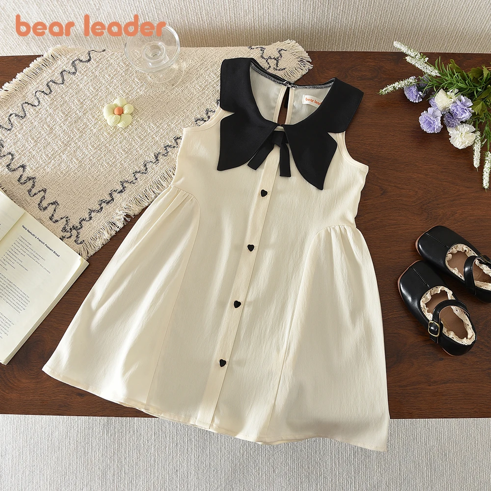 Bear Leader Korean Version Beige Sweet Princess Girl Dresses Summer Fashion Black Lapel Sleeveless Birthday Party Children Dress
Bear Leader Korean Version Beige Sweet Princess Girl Dresses Summer Fashion Black Lapel Sleeveless Birthday Party Children Dress
